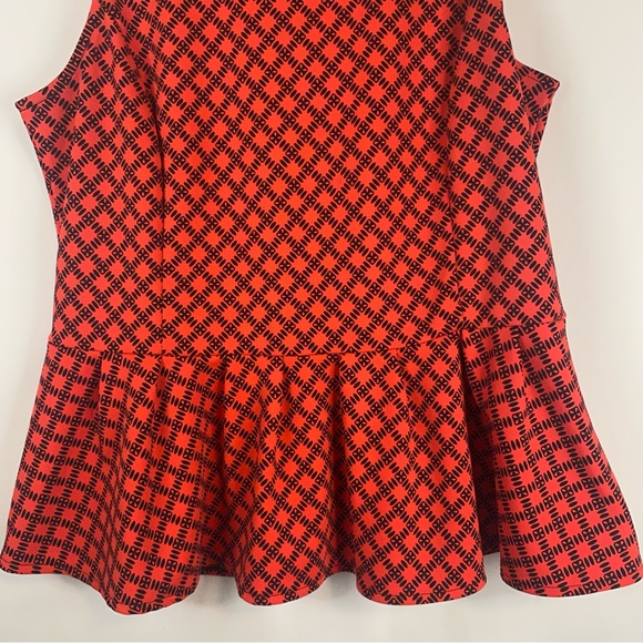 WORTHINGTON Patterned Coral Black Peplum Tank Top Blouse Black Zip Size XL - Picture 3 of 9